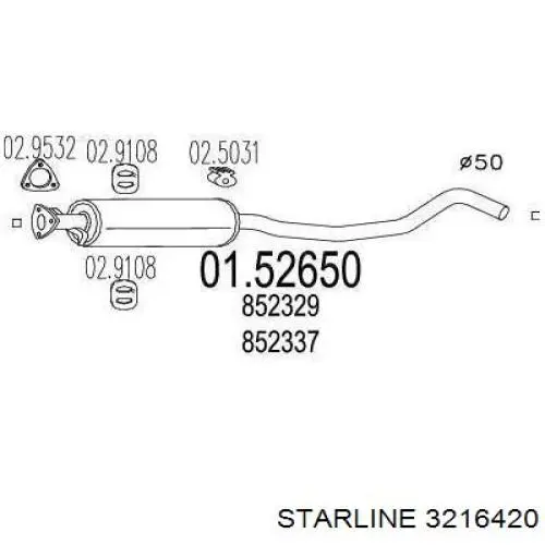 Выхлоп задний Starline 3216420 цена, от 50.17 USD