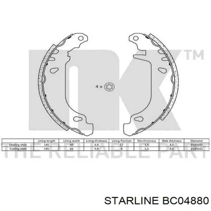 Тормоза рабочие задние ножные и тормозные барабаны Starline BC04880 цена, от 786.62 UAH