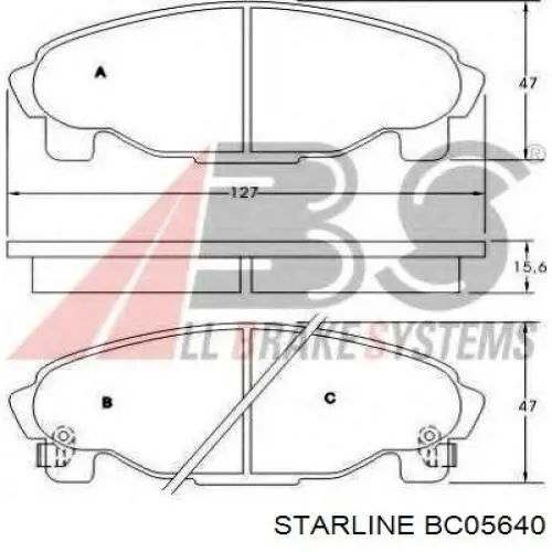 BC05640 Starline Барабанные тормозные колодки