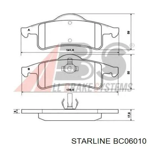 BC06010 Starline Барабанные тормозные колодки