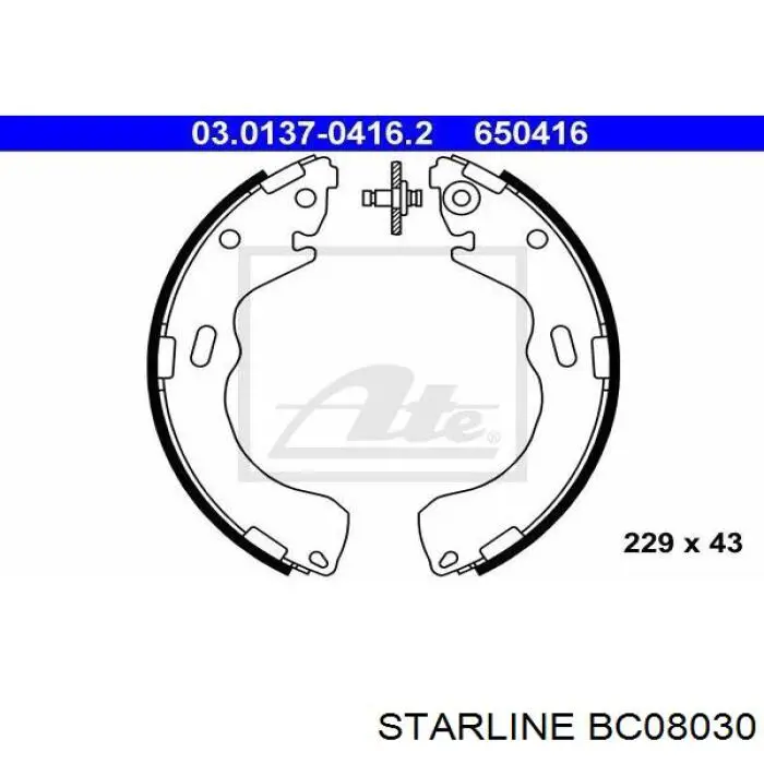 Задние барабанные колодки BC08030 Starline