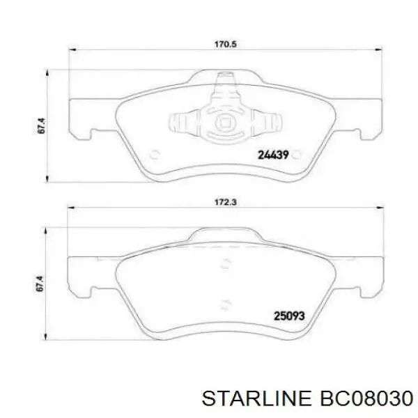 BC08030 Starline Барабанные тормозные колодки