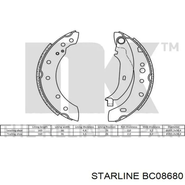 Тормоза рабочие задние ножные и тормозные барабаны Starline BC08680 цена, от 17.08 USD