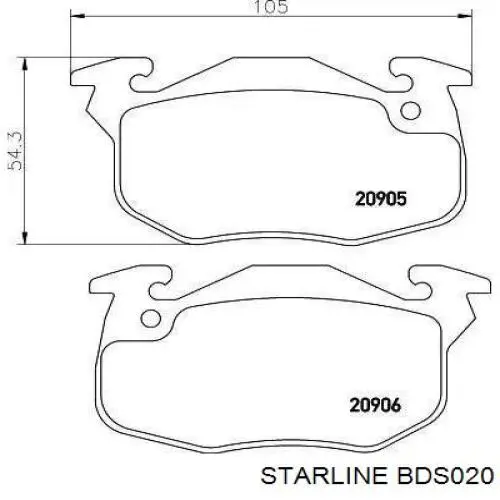 Купить BDS020 Starline Колодки тормозные