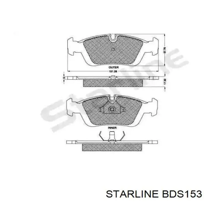 BDS153 Starline колодки тормозные передние дисковые