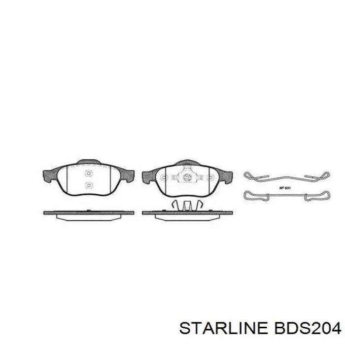 BDS204 Starline колодки тормозные передние дисковые