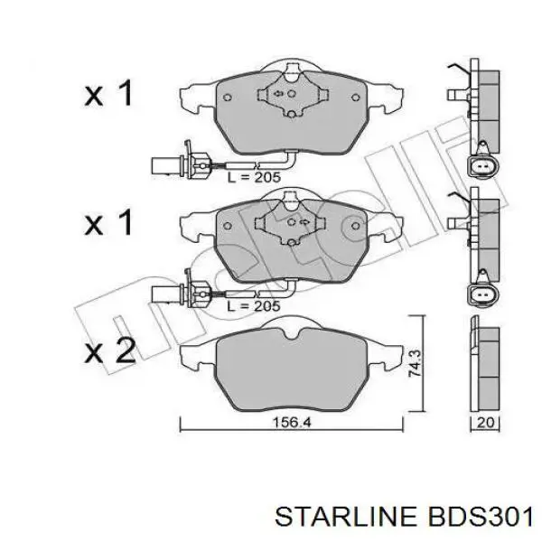 Купить BDS301 Starline Колодки тормозные