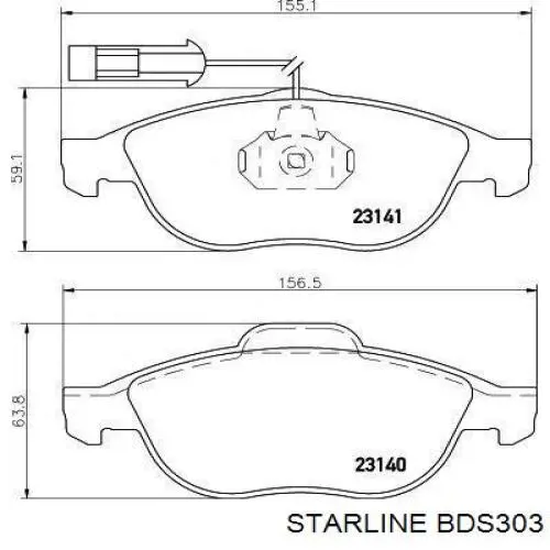 Передние тормозные колодки BDS303 Starline