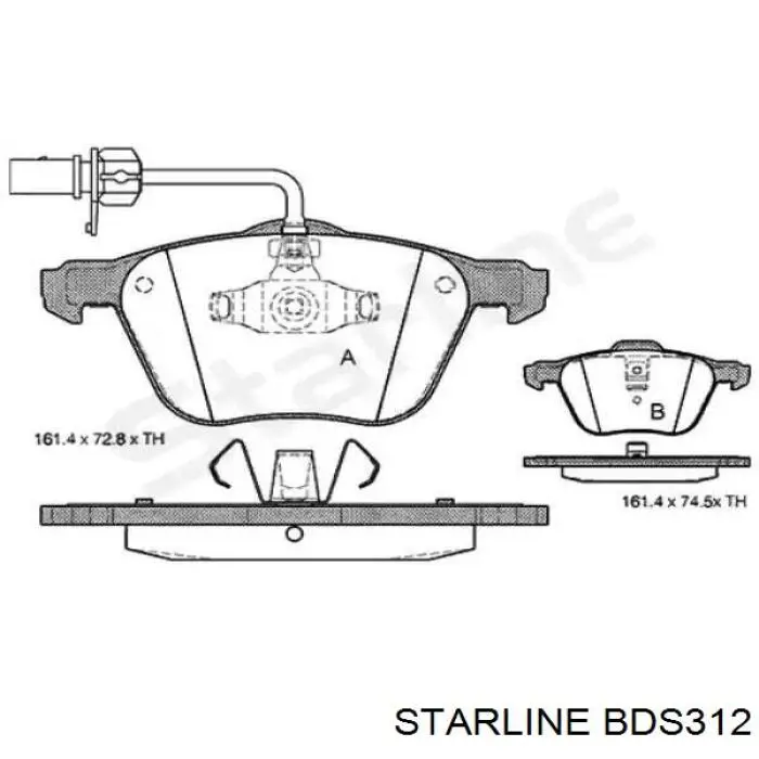 BDS312 Starline колодки тормозные передние дисковые