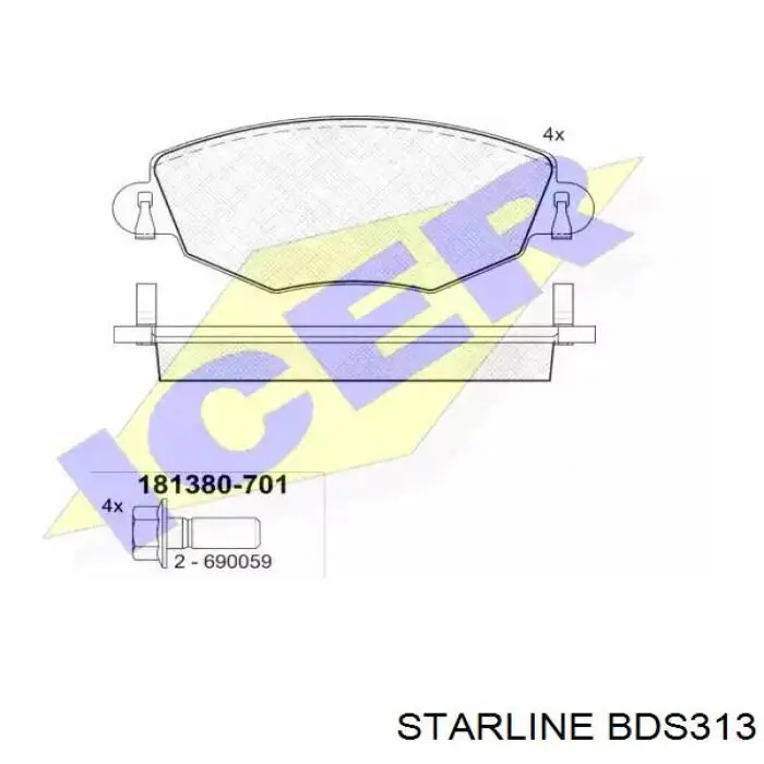 BDS313 Starline Колодки передние