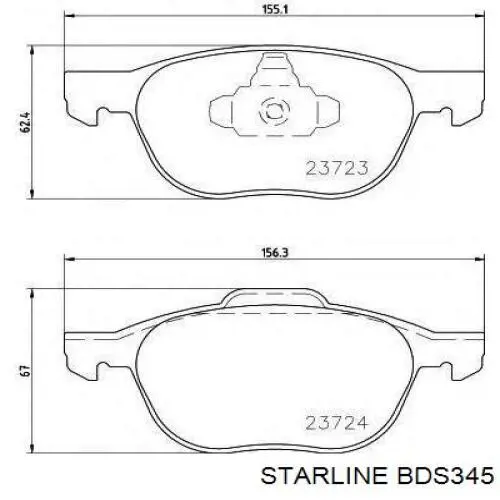 BDS345 Starline колодки тормозные передние дисковые