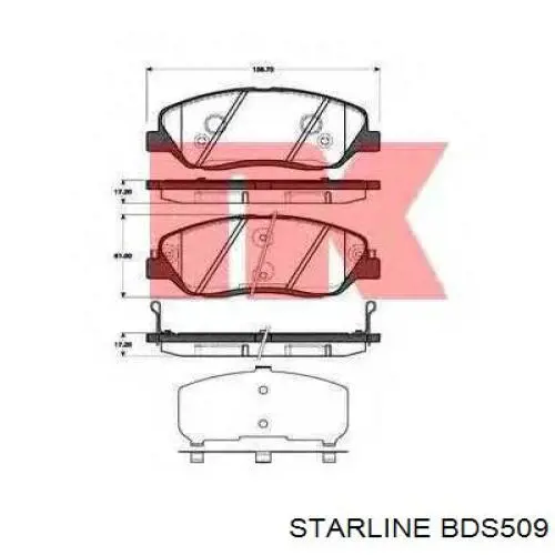 BD S509 Starline колодки тормозные передние дисковые