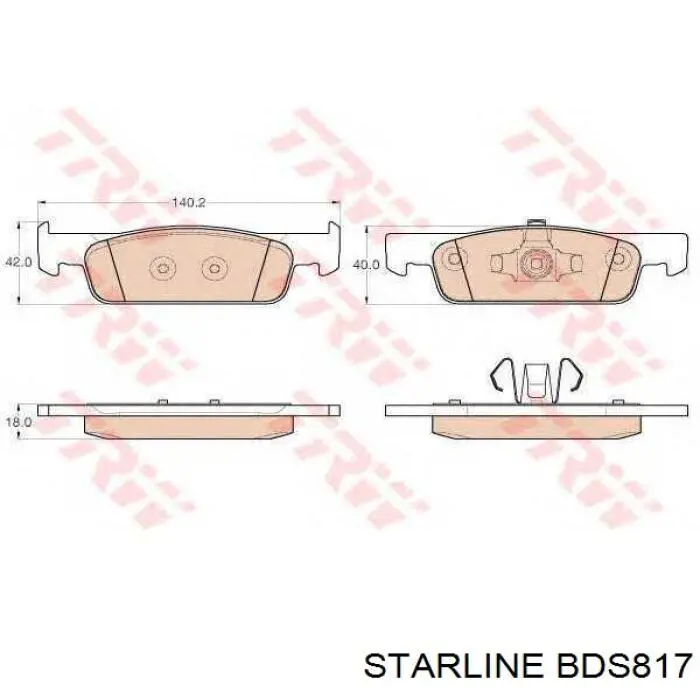 Передние тормозные колодки BDS817 Starline