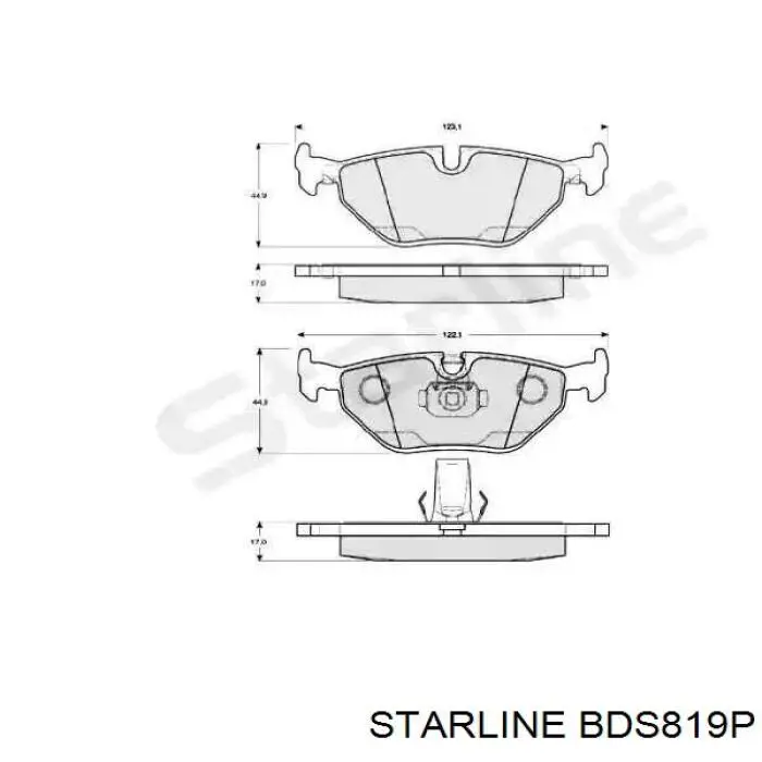 BDS819P Starline колодки тормозные передние дисковые