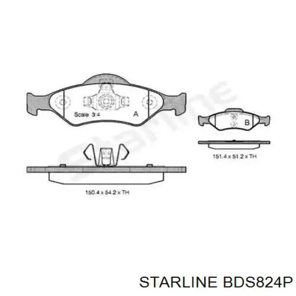 BD S824P Starline передние тормозные колодки