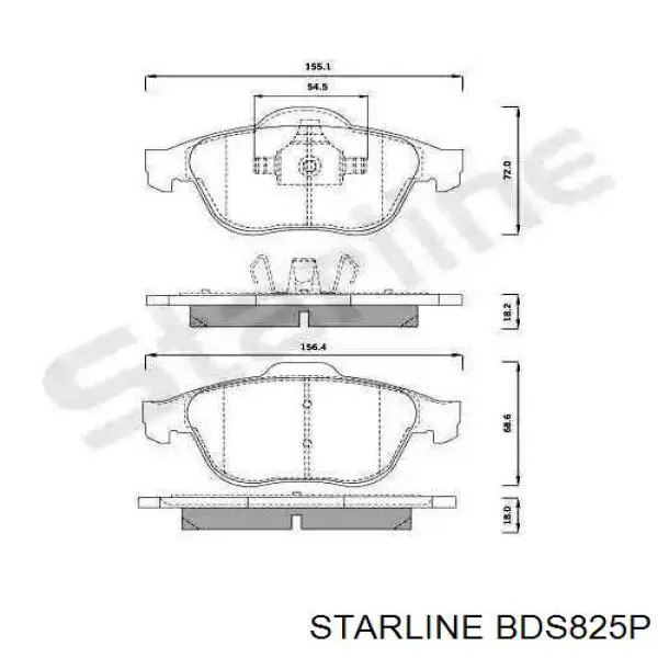 BDS825P Starline передние тормозные колодки