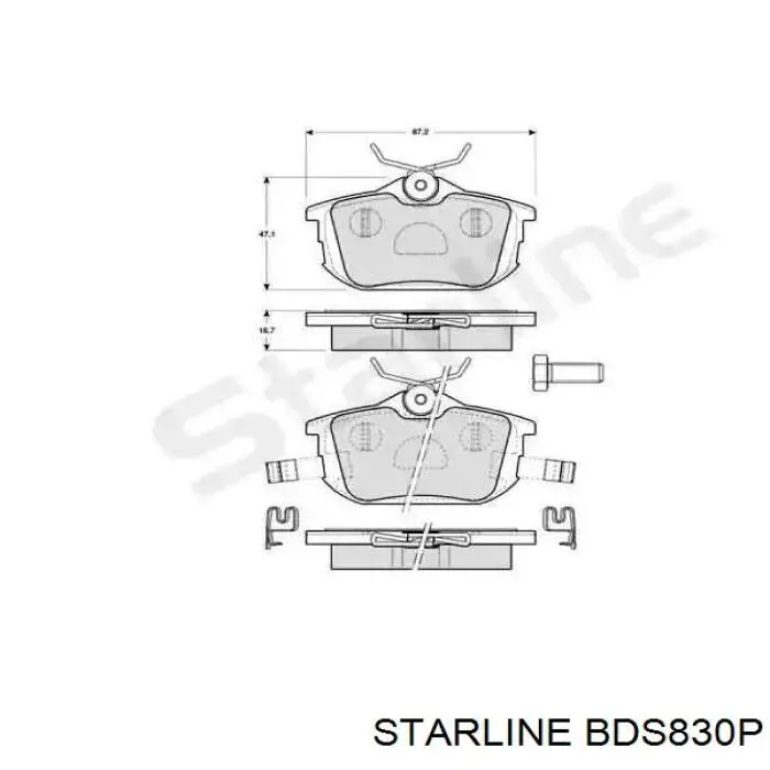 BD S830P Starline sapatas do freio traseiras de disco