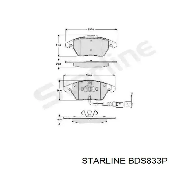 Передние тормозные колодки BDS833P Starline