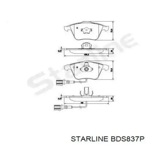 Передние тормозные колодки BDS837P Starline