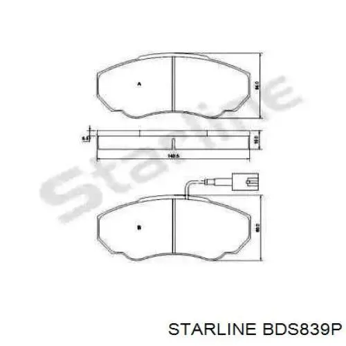 Передние тормозные колодки BDS839P Starline