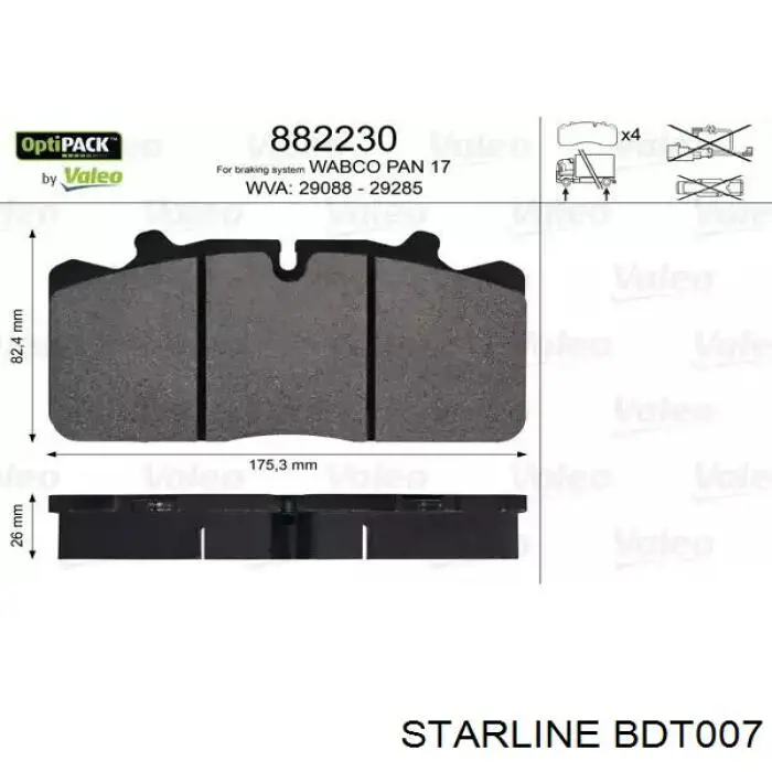 Колодки Starline BDT007 цена, от 55.86 USD