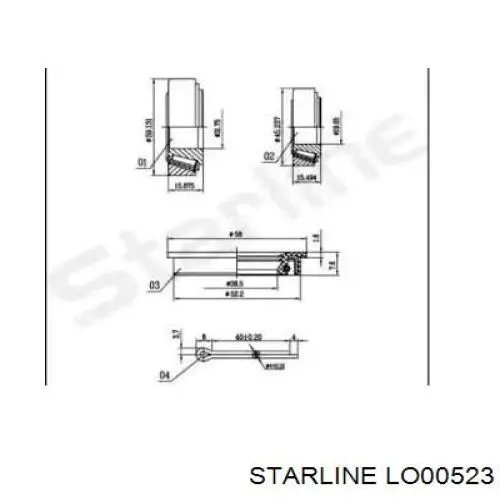 Cojinete de rueda delantero LO00523 Starline