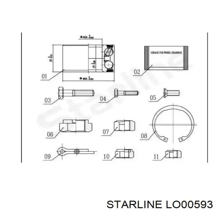 LO00593 Starline подшипник ступицы передней
