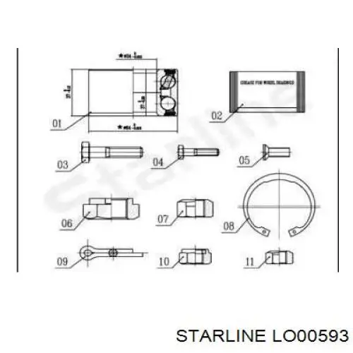 Купить LO00593 Starline Подшипник передней ступицы