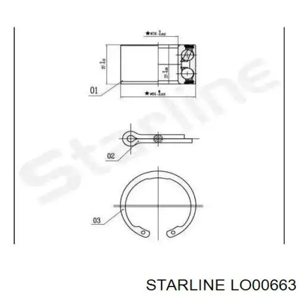 Подшипник ступицы передней Starline LO00663