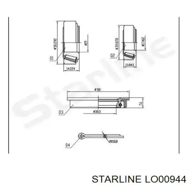 LO00944 Starline подшипник ступицы передней/задней