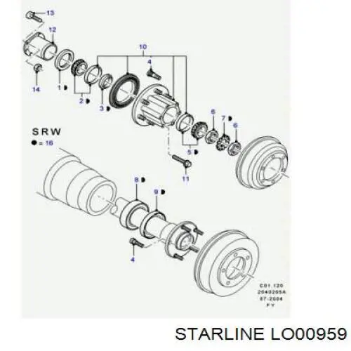 Подшипники задней ступицы Starline LO00959 цена, от 19.97 USD