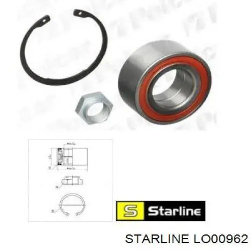 LO00962 Starline подшипник ступицы передней/задней наружный