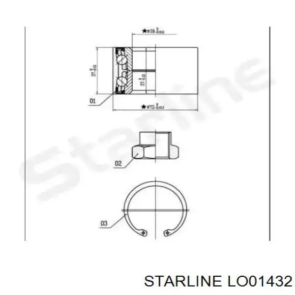 LO 01432 Starline подшипник ступицы передней