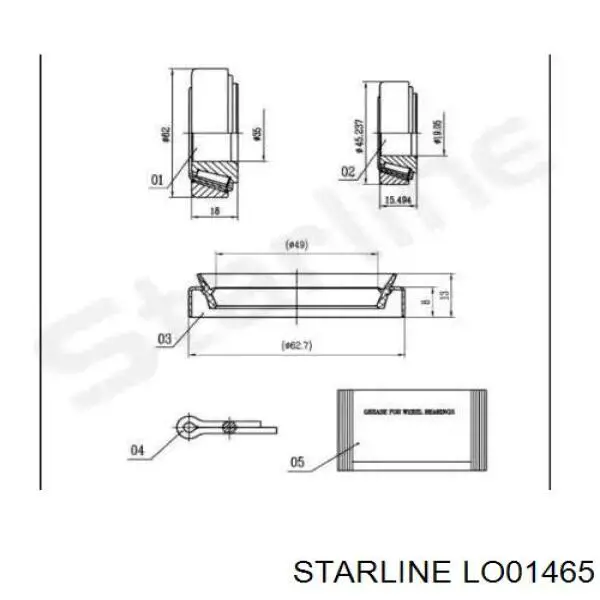 Подшипник ступицы LO01465 Starline