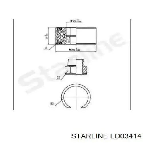 Подшипник ступицы LO03414 Starline