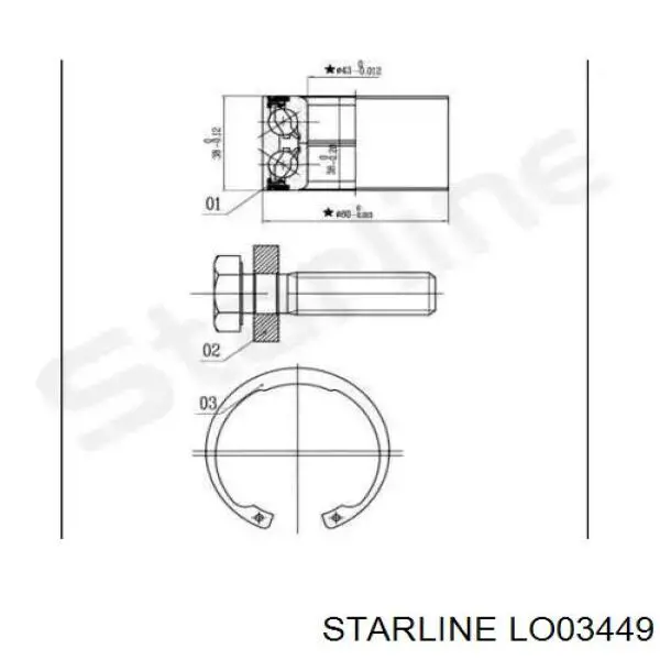 LO03449 Starline rolamento de cubo dianteiro