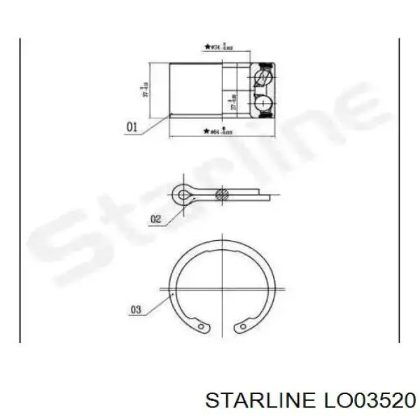 LO03520 Starline Подшипник ступицы передней