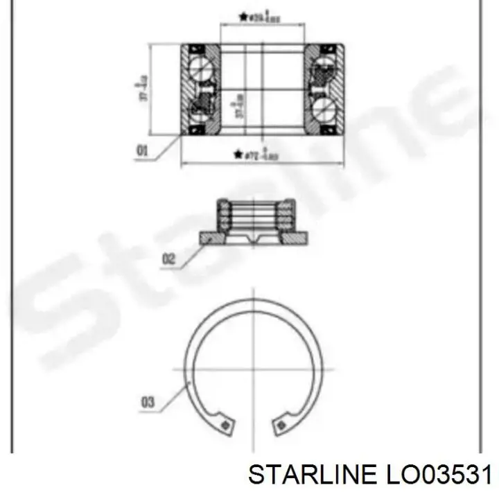 Комплект подшипника ступицы колеса Starline LO03531 цена, от 16.99 USD