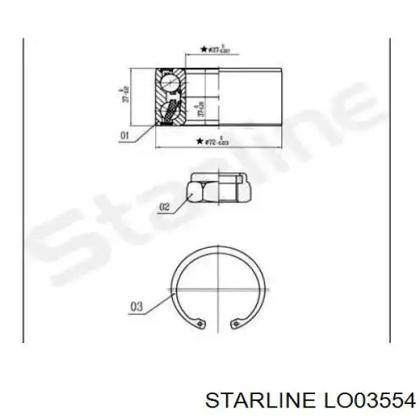 Подшипник ступицы LO03554 Starline