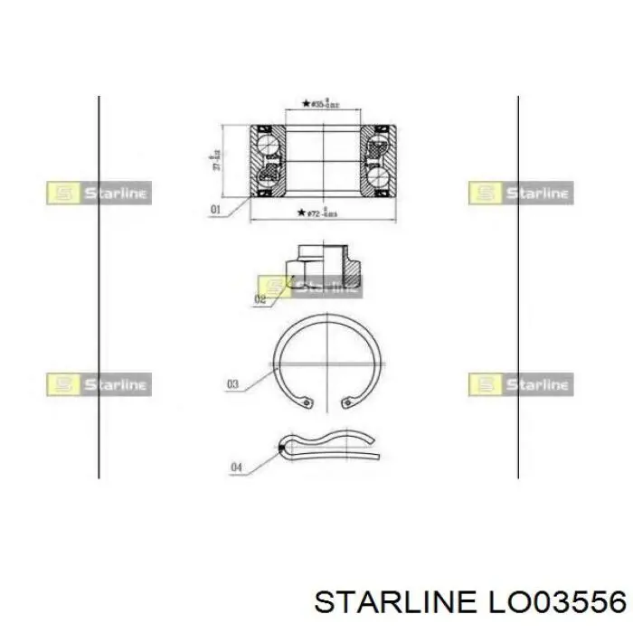 Подшипник задней ступицы LO03556 Starline