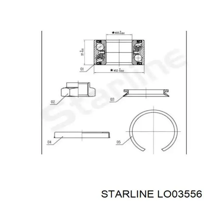 Подшипник задней ступицы LO03556 Starline