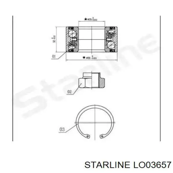 Купить LO03657 Starline Подшипник передней ступицы