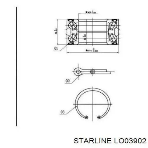 LO03902 Starline rolamento de cubo dianteiro