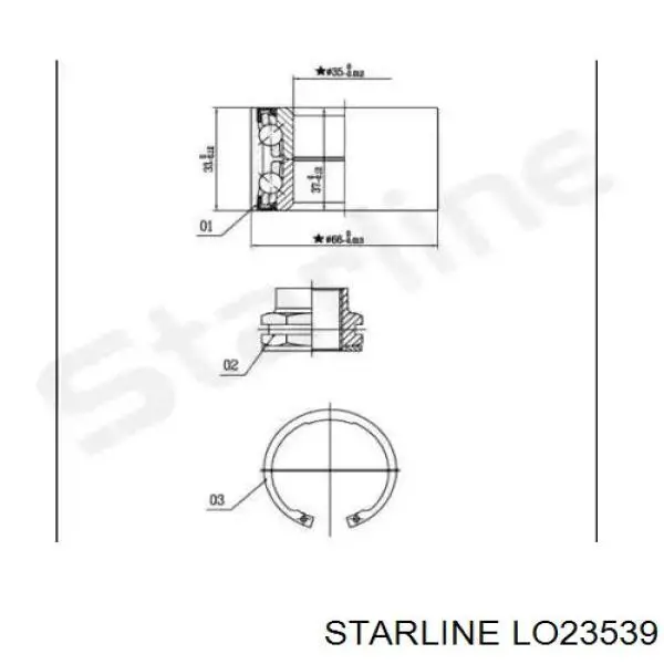Комплект подшипника ступицы колеса Starline LO23539 цена, от 15.18 USD