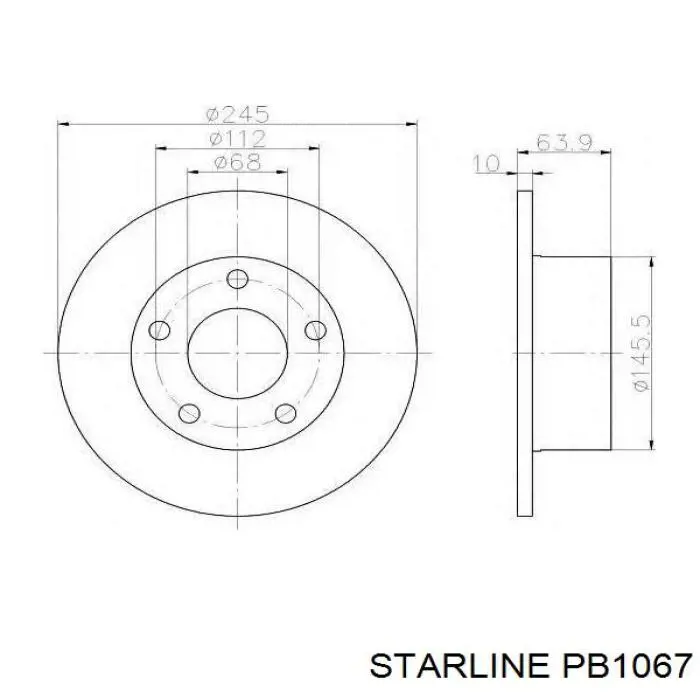 Купить PB1067 Starline Диск тормозной задний