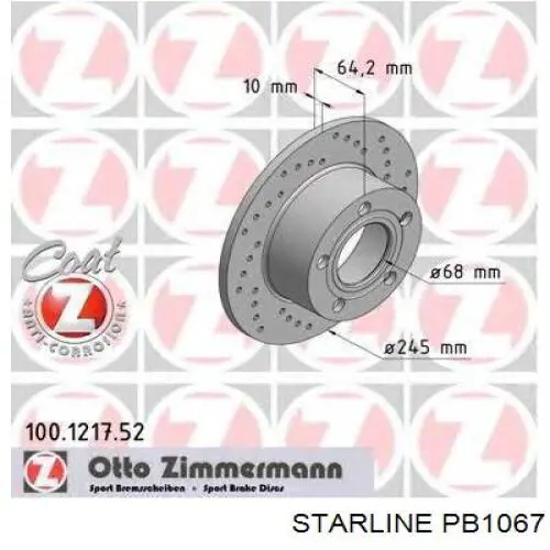 Тормозные диски PB1067 Starline