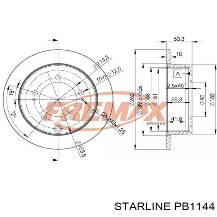 Тормозные диски PB1144 Starline