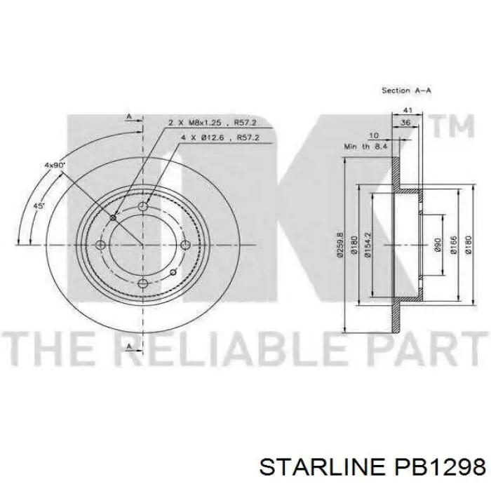 Задний дисковый тормоз Starline PB1298