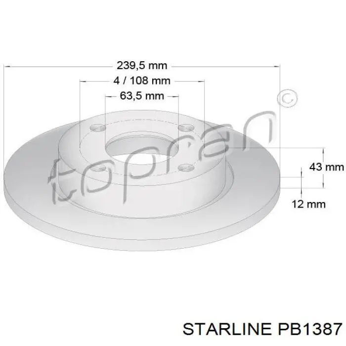 PB1387 Starline диск тормозной передний