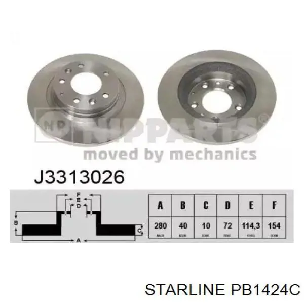 Тормозные диски PB1424C Starline